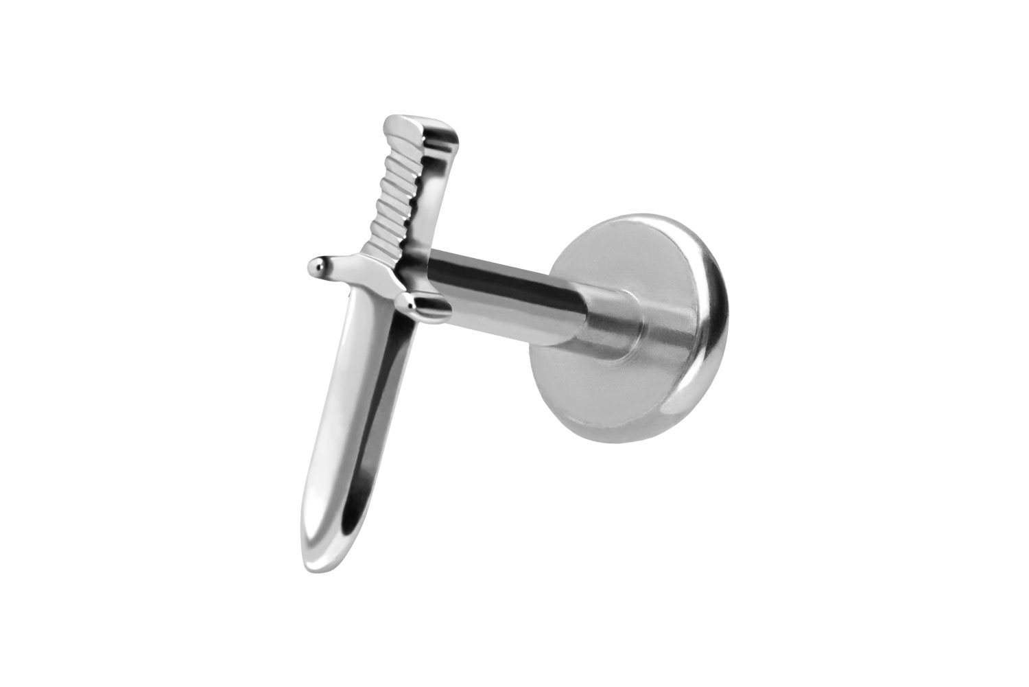 Titan Labret Piercing mit Push Fit SCHWERT
